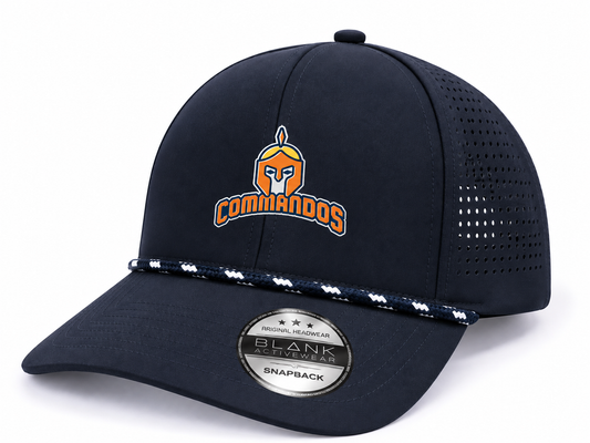 Casquette adulte Commandos marine avec corde, logo centré et réduit de 20 %, fond blanc