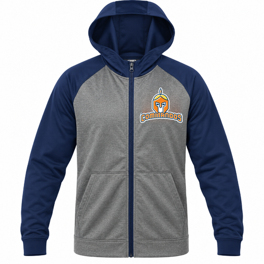 Veste zip performance gris et marine Commandos, logo officiel approuvé